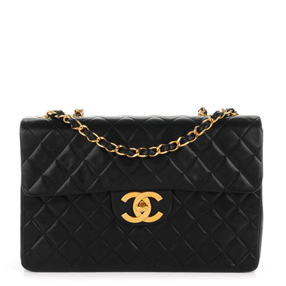 Chanel Lambskin Quilted XL Jumbo Single Flap Black 1 of 8