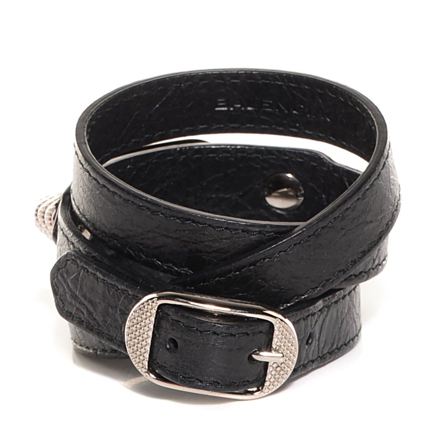 Balenciaga Agneau Giant Silver Hardware Triple Tour M Braceletedium Black 3 of 9
