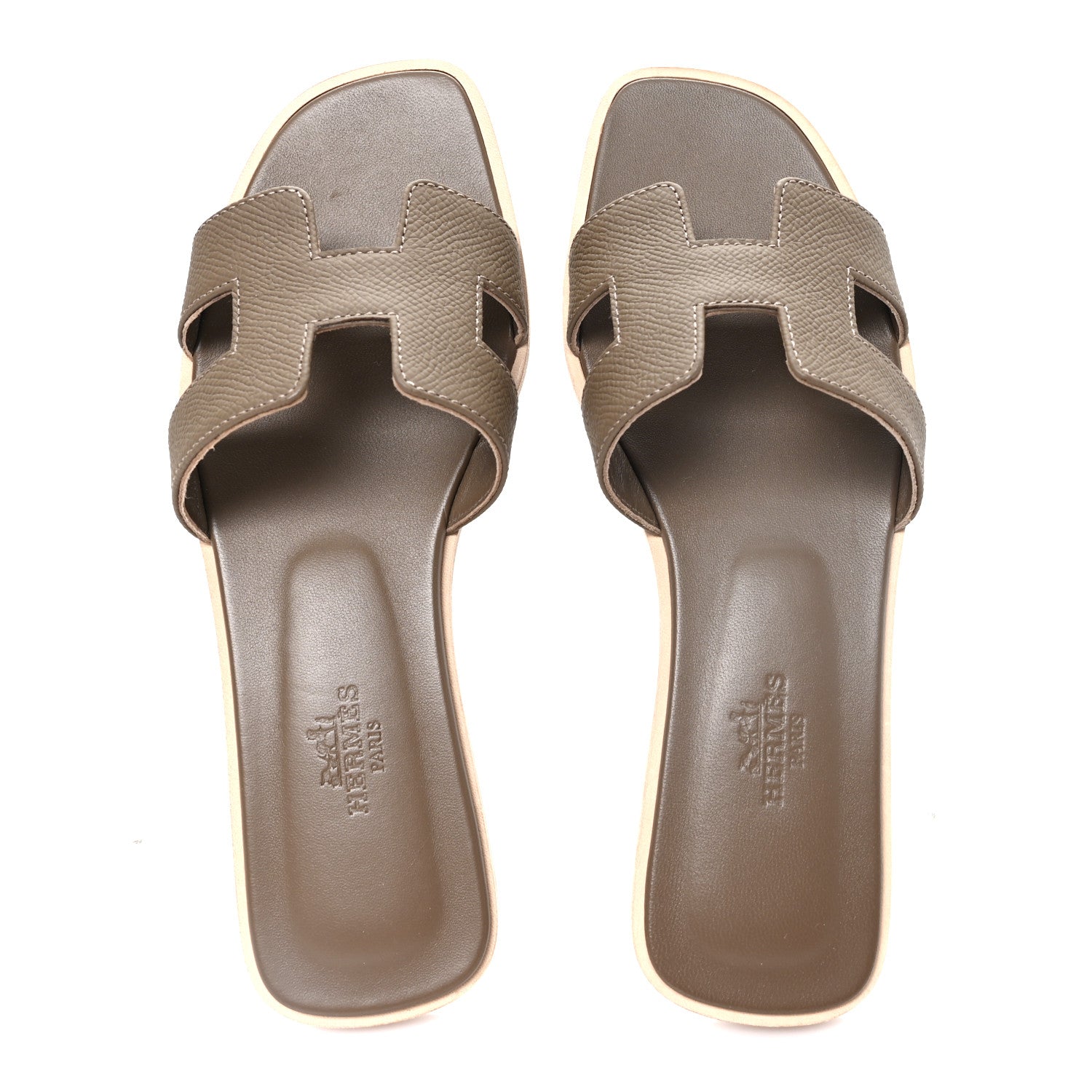 Hermes Epsom Oran Sandals 36 Etoupe 2 of 10