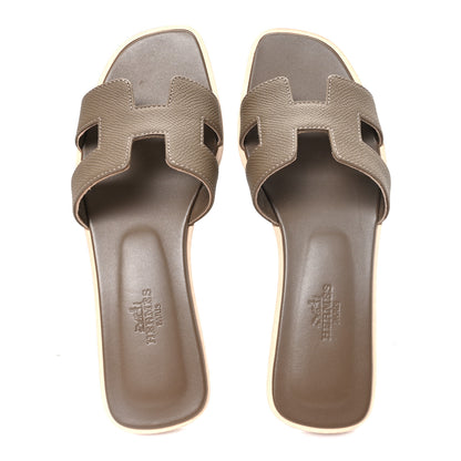 Hermes Epsom Oran Sandals 36 Etoupe 2 of 10