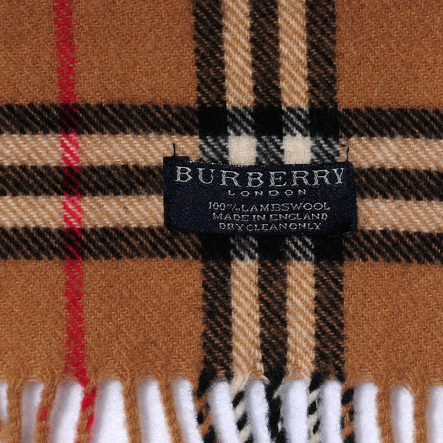 Lambswool Check Fringe Scarf Camel