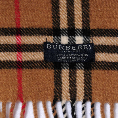 Burberry Lambswool Check Fringe Scarf Camel 5 of 5