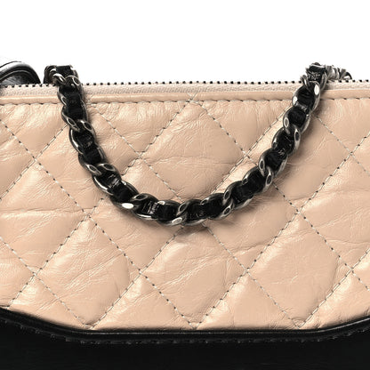 Chanel Aged Calfskin Quilted Small Gabrielle Clutch With Chain Beige Black 8 of 11