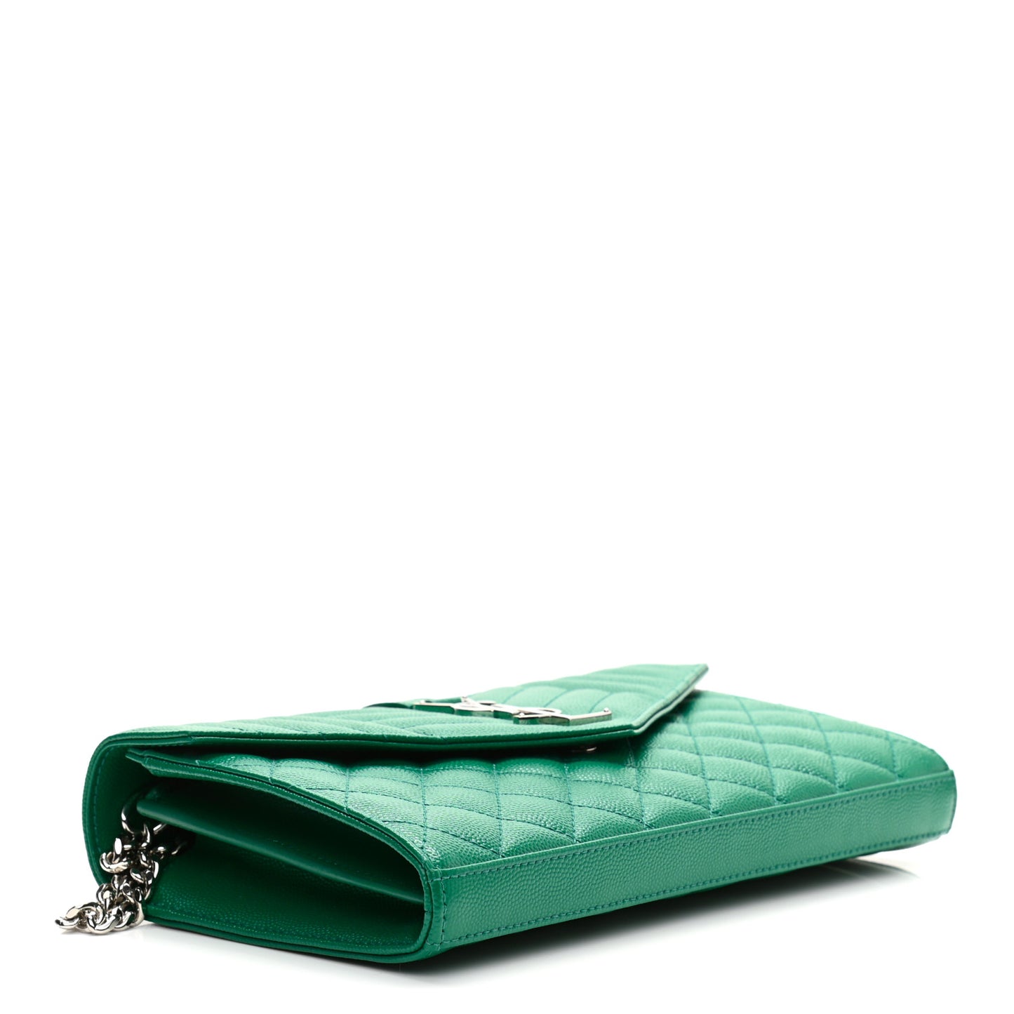 Grain De Poudre Mixed Matelasse Triquilt Monogram Chain Wallet Green Field