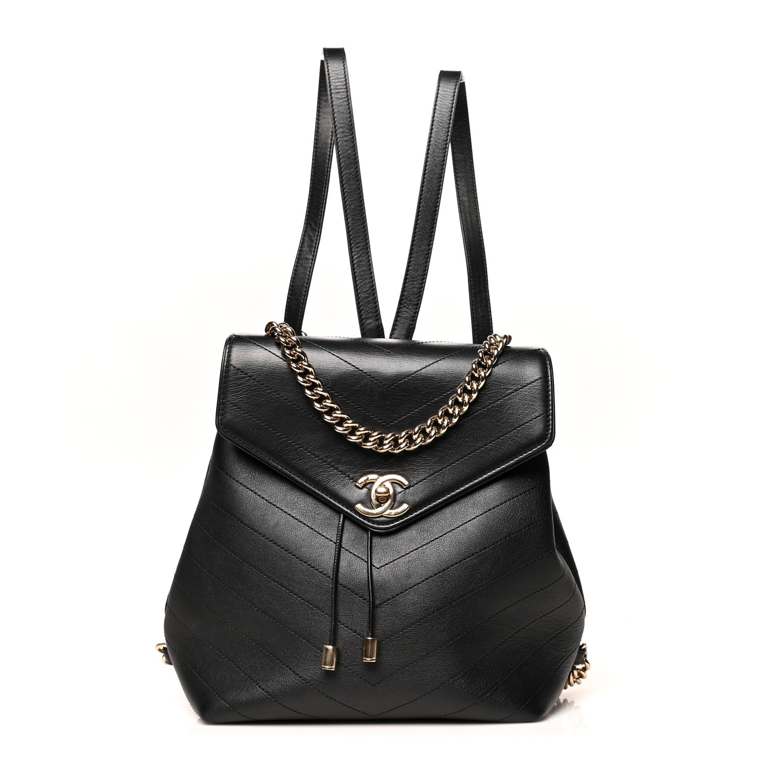 Chanel Grained Calfskin Chevron Stitched Backpack Black 1 of 11