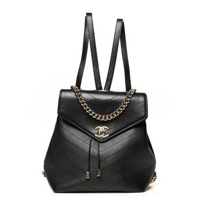 Chanel Grained Calfskin Chevron Stitched Backpack Black 1 of 11