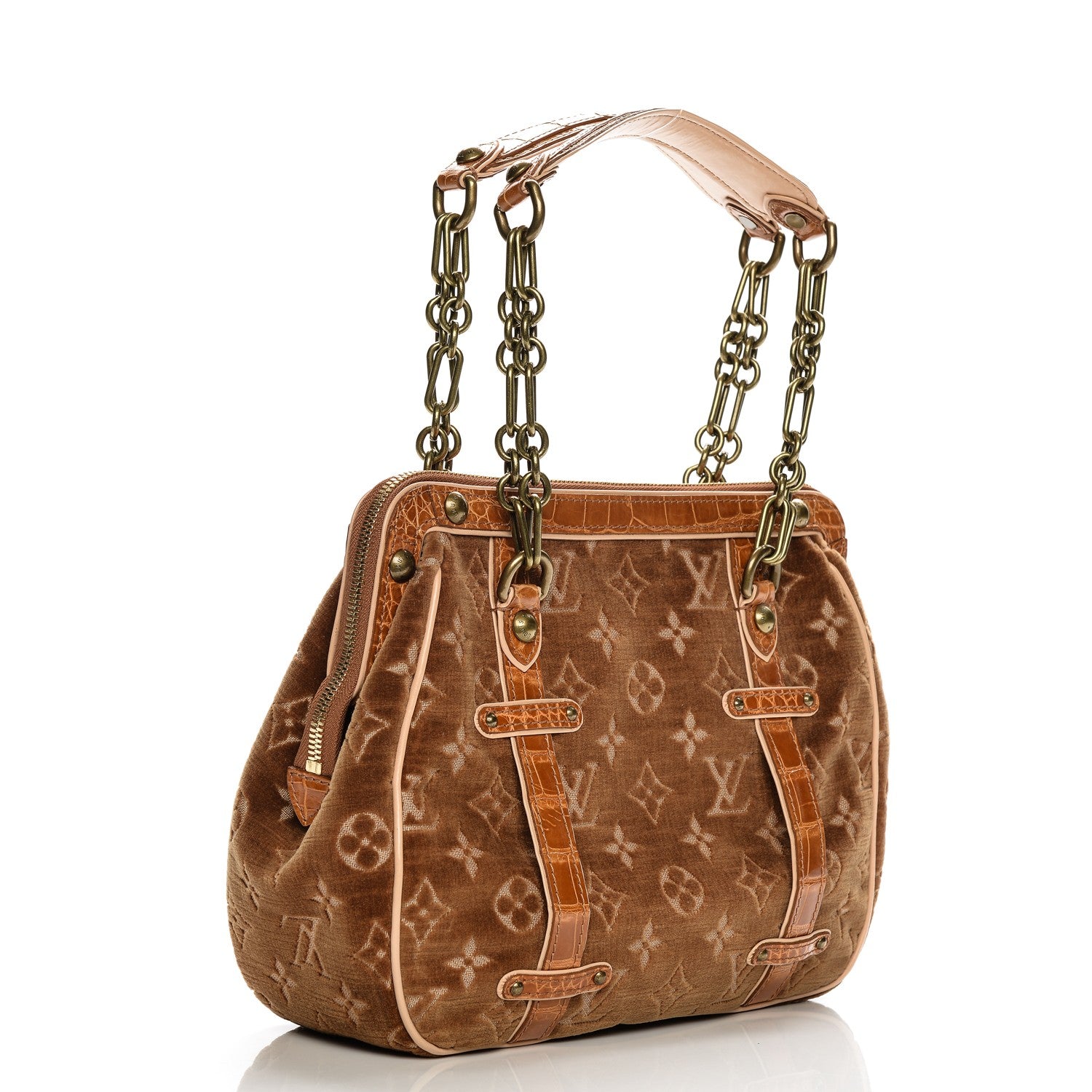Louis Vuitton Monogram Velours Alligator Gracie MM Tan 3 of 6