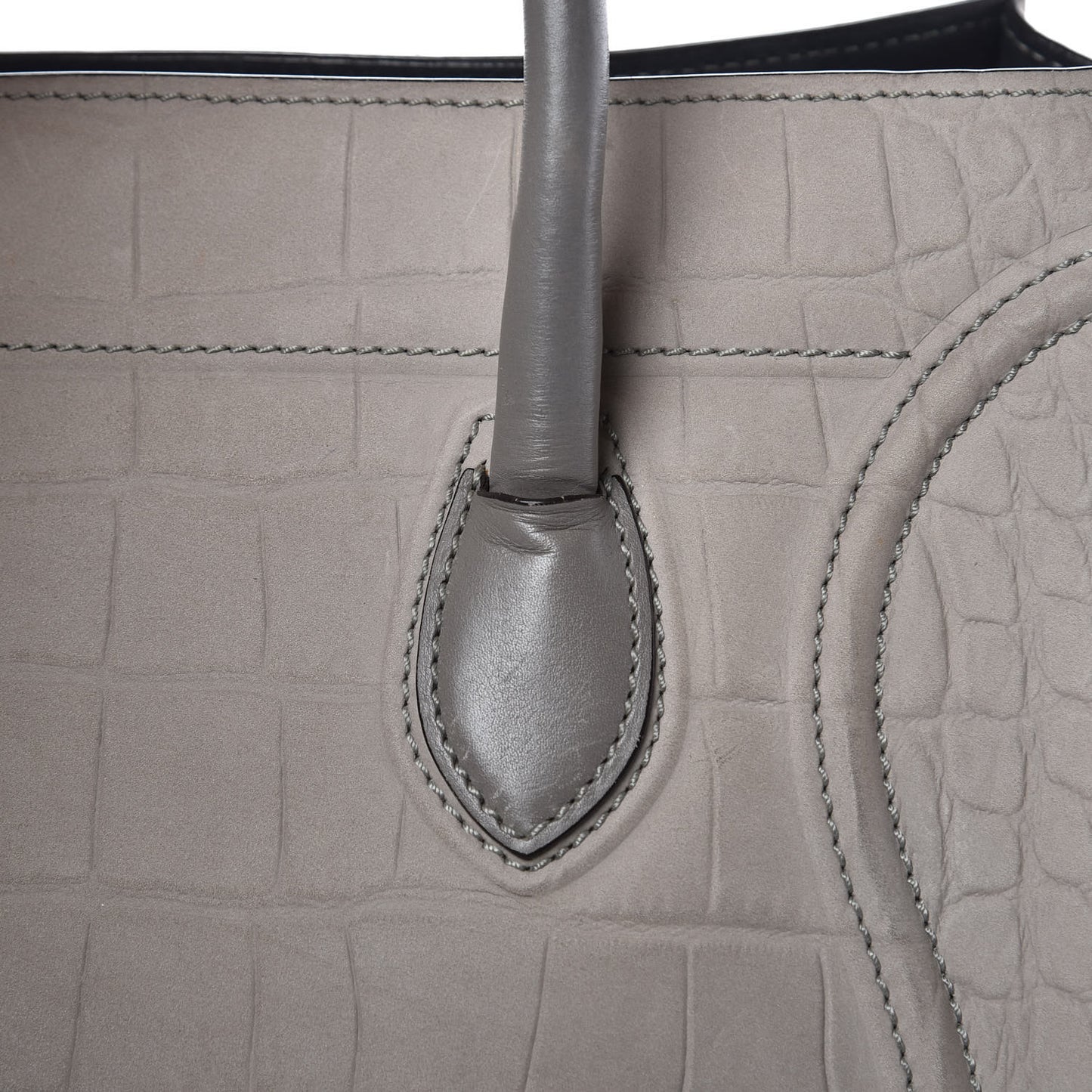 Crocodile Embossed Nubuck Medium Phantom Luggage Grey