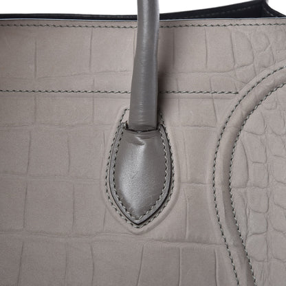 Celine Crocodile Embossed Nubuck Medium Phantom Luggage Grey 14 of 20