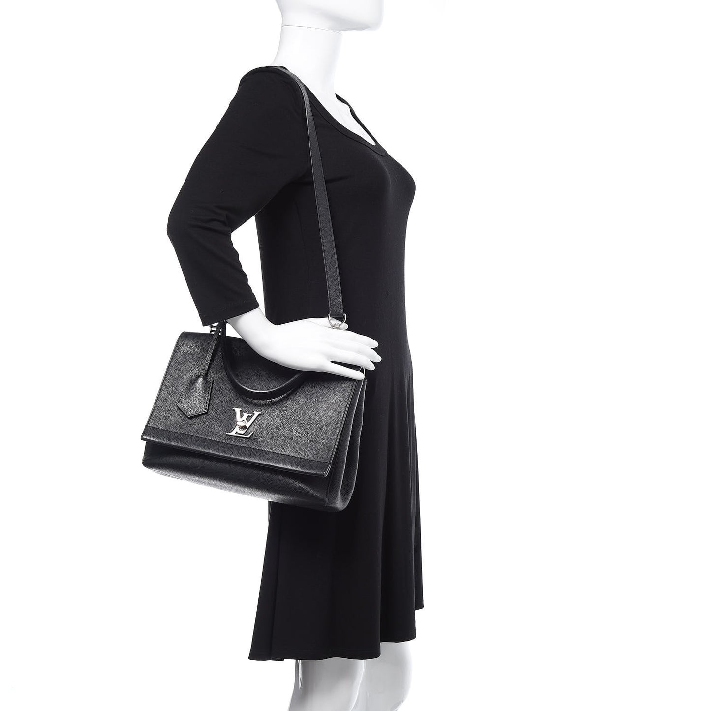 Soft Calfskin Lockme II Top Handle Black