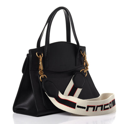 Gucci Grained Calfskin Web Crystal Butterfly Stripe Medium Totem Top Handle Bag Black 4 of 12