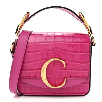 Chloe Calfskin Crocodile Embossed Mini C Bag Pink 1 of 12
