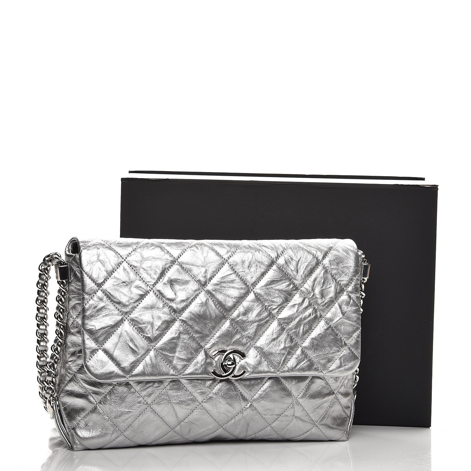 Chanel Metallic Crumpled Calfskin Big Bang Flap Bag Silver 8 of 8