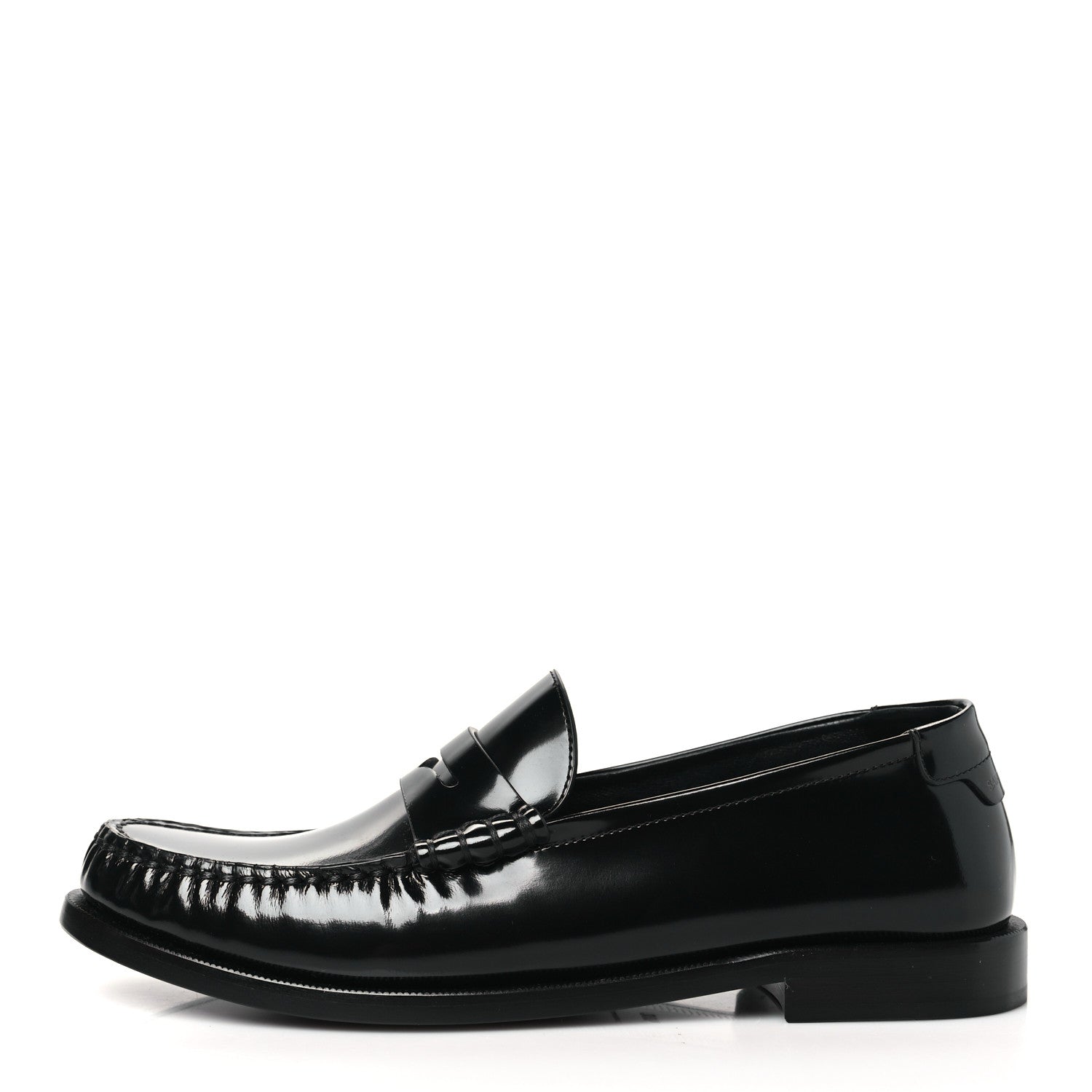Saint Laurent Glazed Calfskin Chunky Le Loafer Penny Slippers 38.5 Black 1 of 10