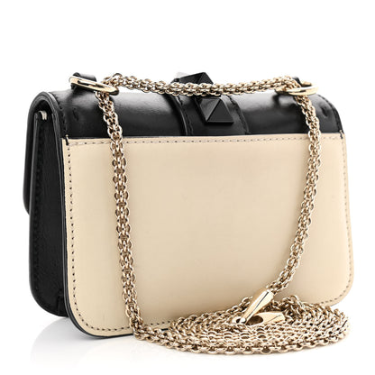 Valentino Garavani Vitello Mini Glam Lock Rockstud Flap Black Light Ivory 3 of 11