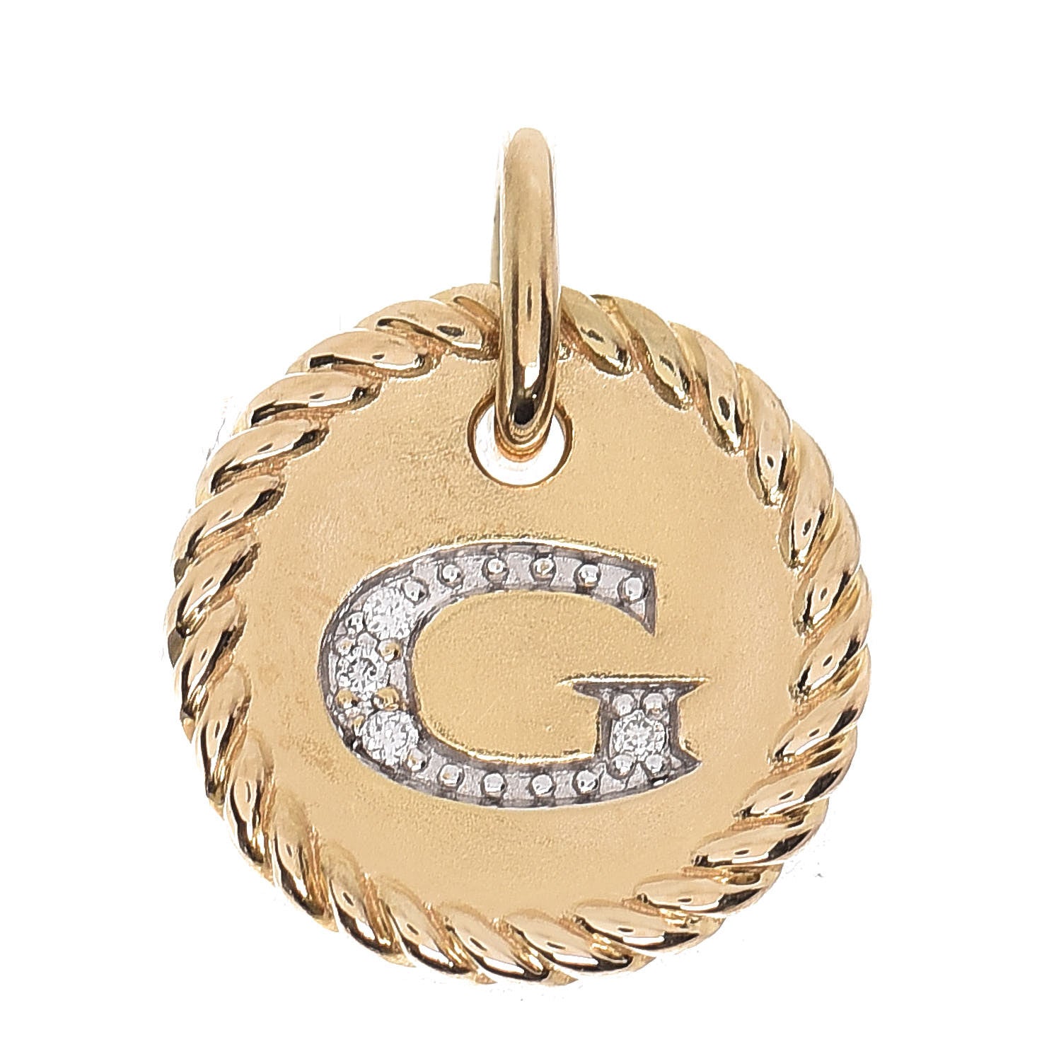 David Yurman 18K Yellow Gold Diamond Initial G Charm 1 of 3