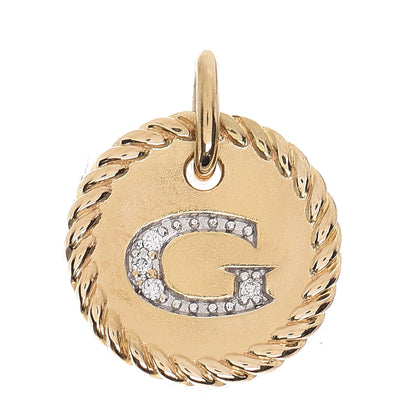 David Yurman 18K Yellow Gold Diamond Initial G Charm 1 of 3