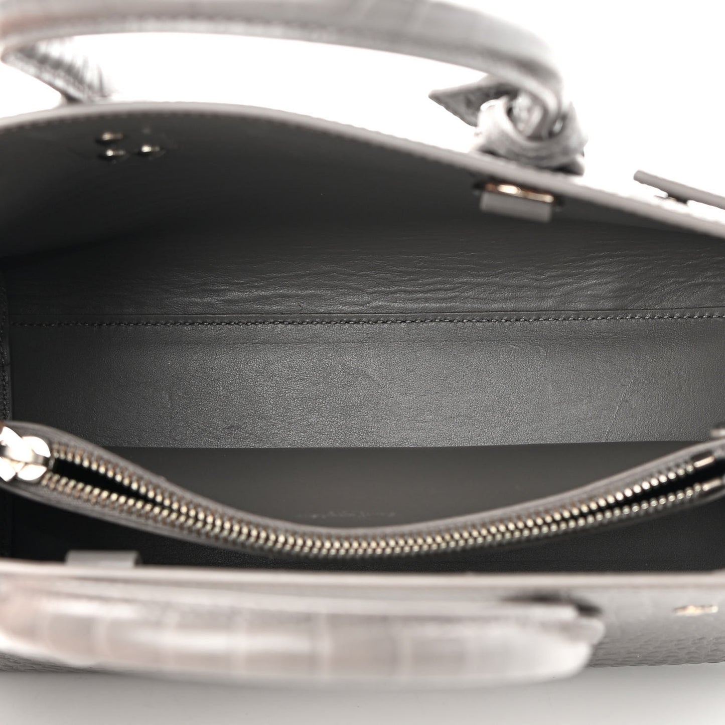 Calfskin Crocodile Embossed Baby Sac De Jour Fog