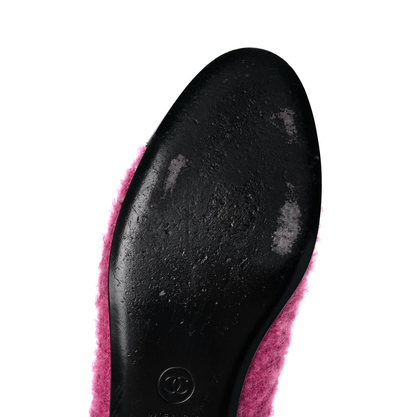 Tweed Patent Cap Toe Ballerina Flats 39 Pink Black