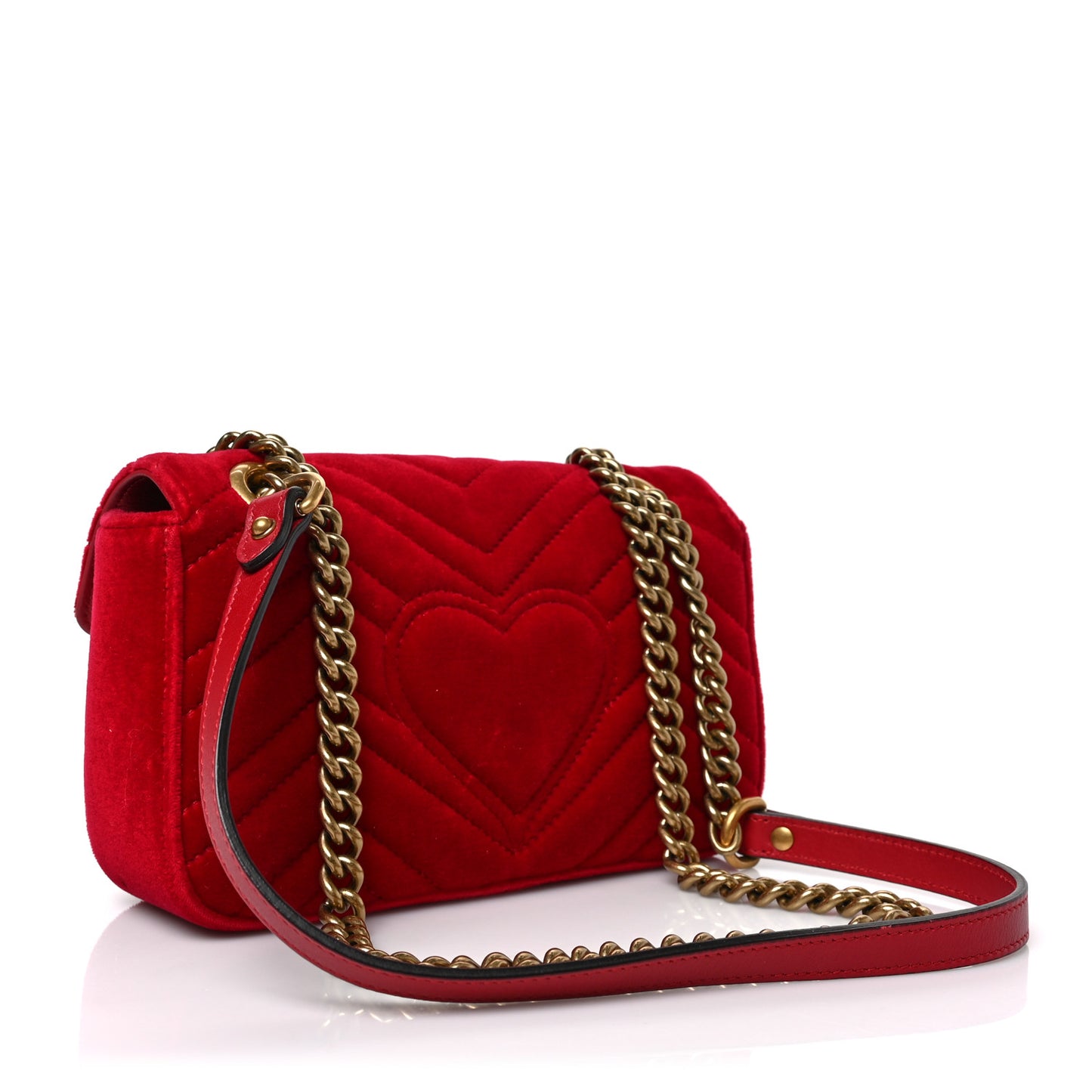 Velvet Matelasse Mini GG Marmont Shoulder Bag Hibiscus Red