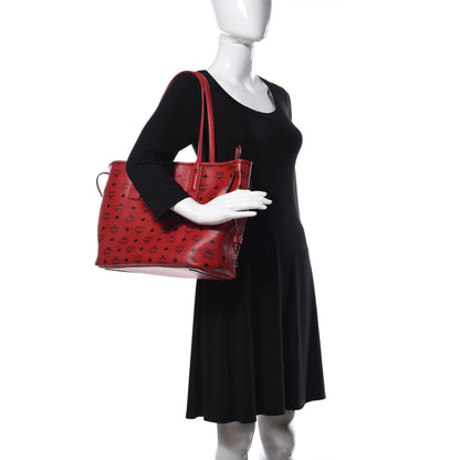 MCM Visetos Medium Liz Reversible Shopper Tote Ruby Red 3 of 16