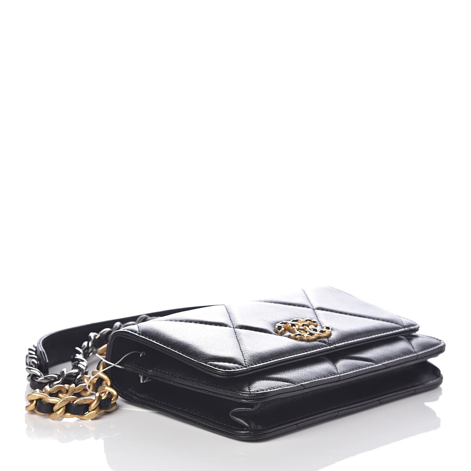 Chanel Lambskin Quilted 19 Wallet On Chain WOC Black 4 of 11