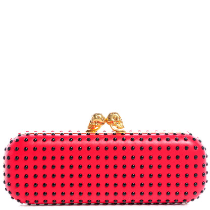 Alexander McQueen Nappa Bi-Color Twin Skull Box Clutch Black Red 1 of 13