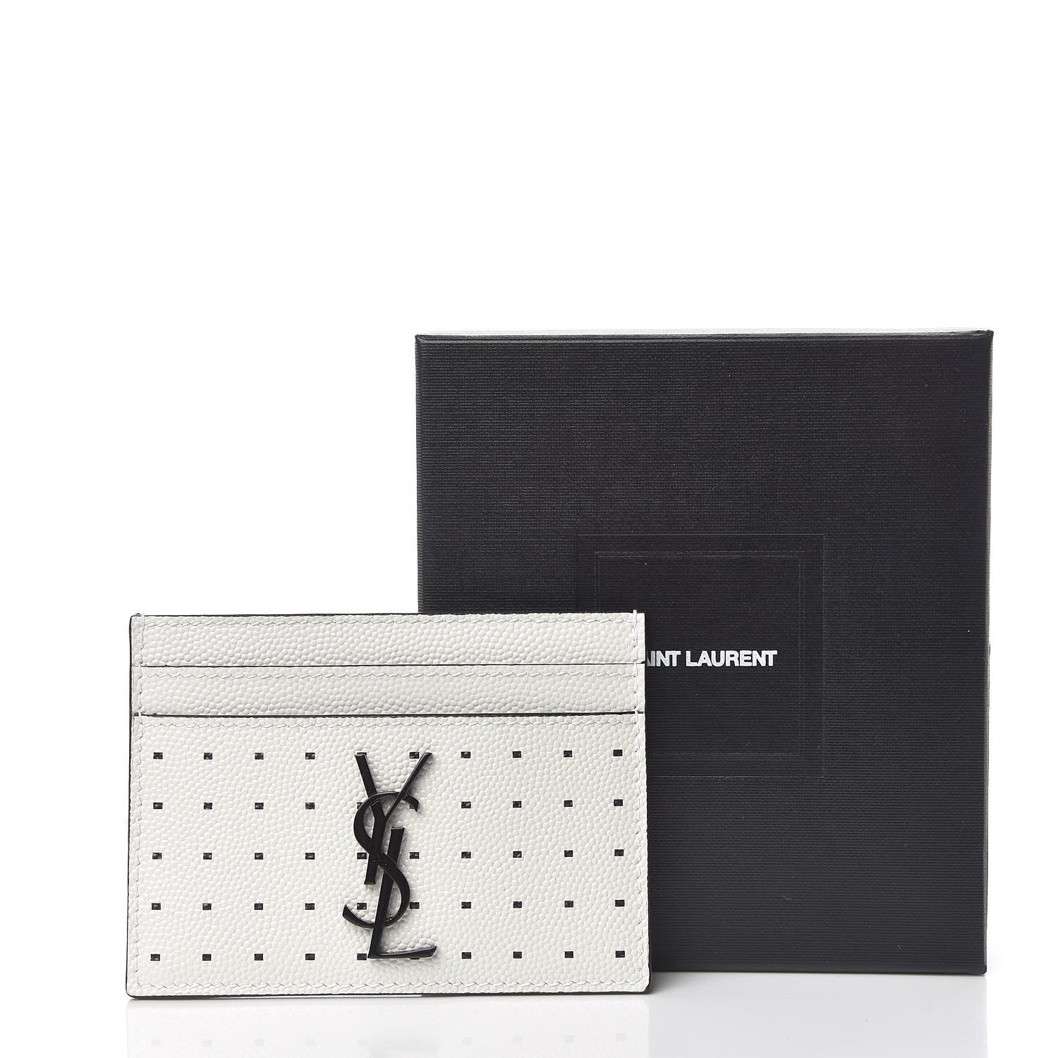 Saint Laurent Grain De Poudre Geo Print Card Case White Black 8 of 8