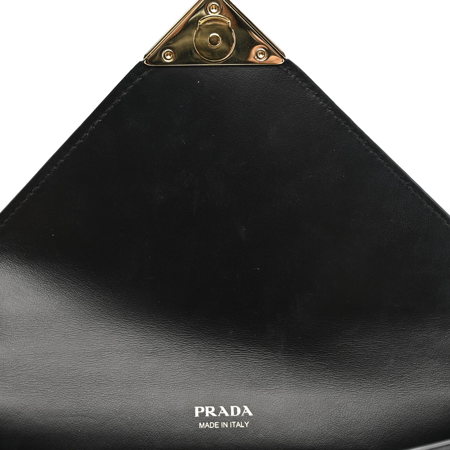 Vernice Metal Triangle Logo Clutch Black