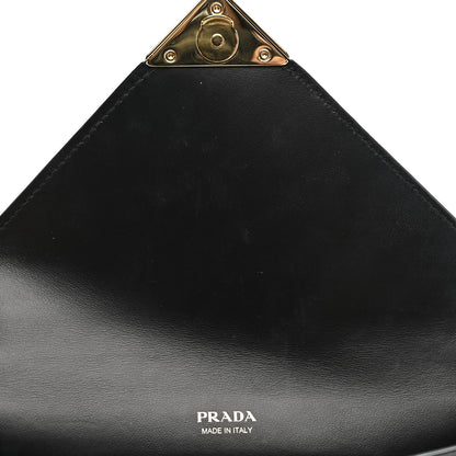 Prada Vernice Metal Triangle Logo Clutch Black 10 of 13