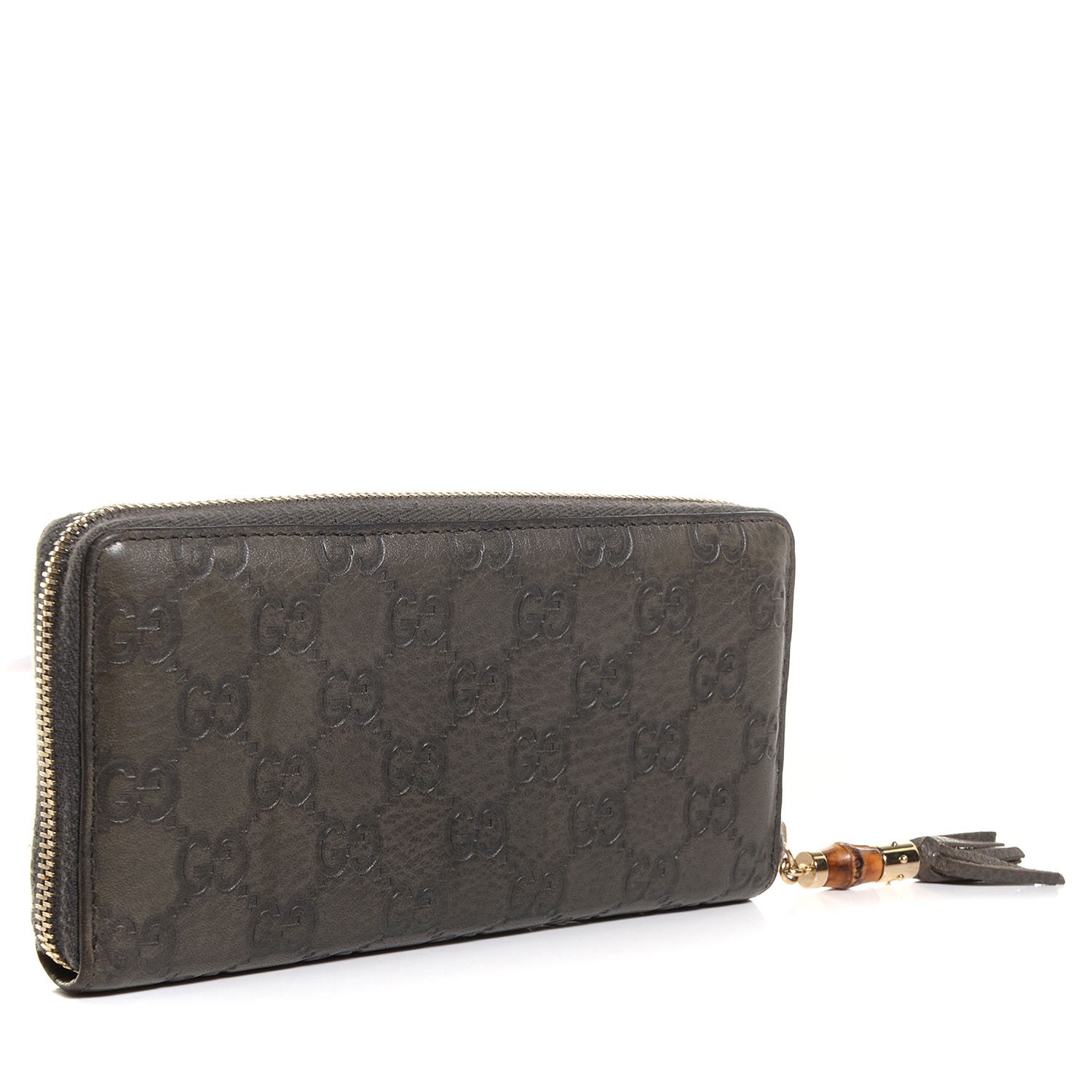 Gucci Guccissima Bamboo Tassel Zip Around Wallet Grey 3 of 8