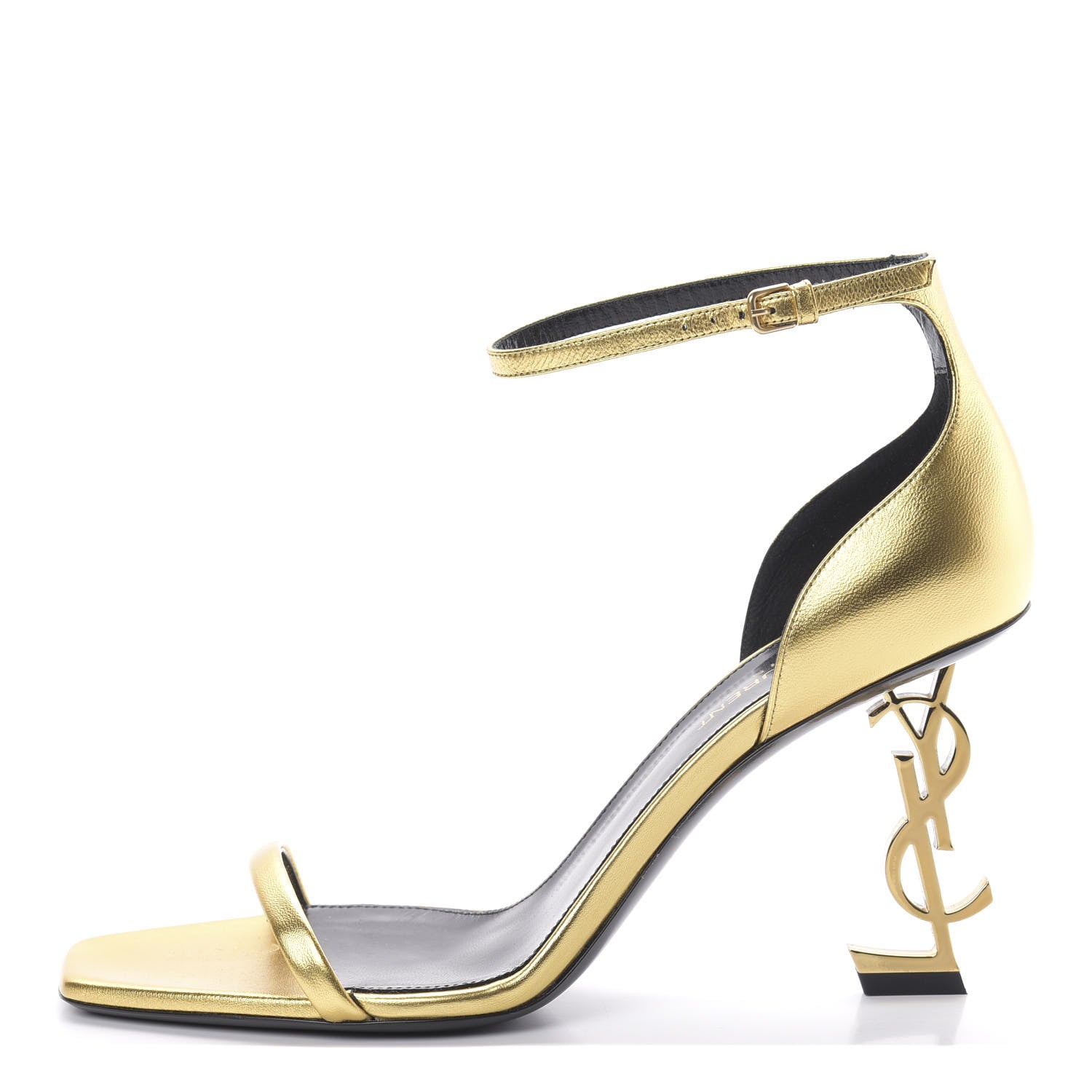 Saint Laurent Calfskin Opyum Sandals 39 Oro 1 of 12