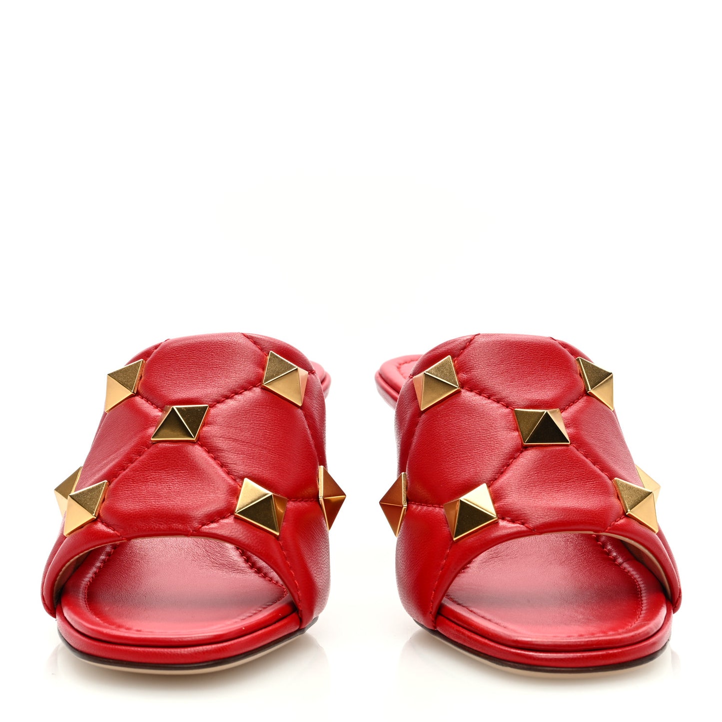 Nappa Quilted Roman Stud 65mm Slide Sandals 37.5 Red