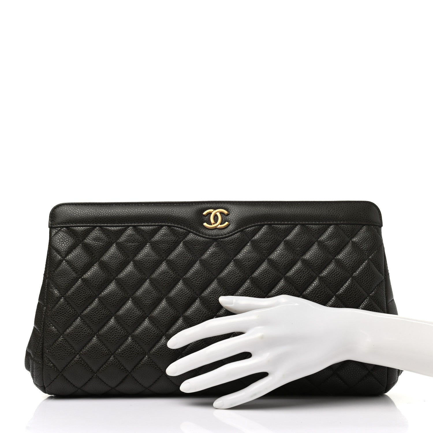 Chanel Caviar Quilted Clutch Dark Khaki 2 of 7