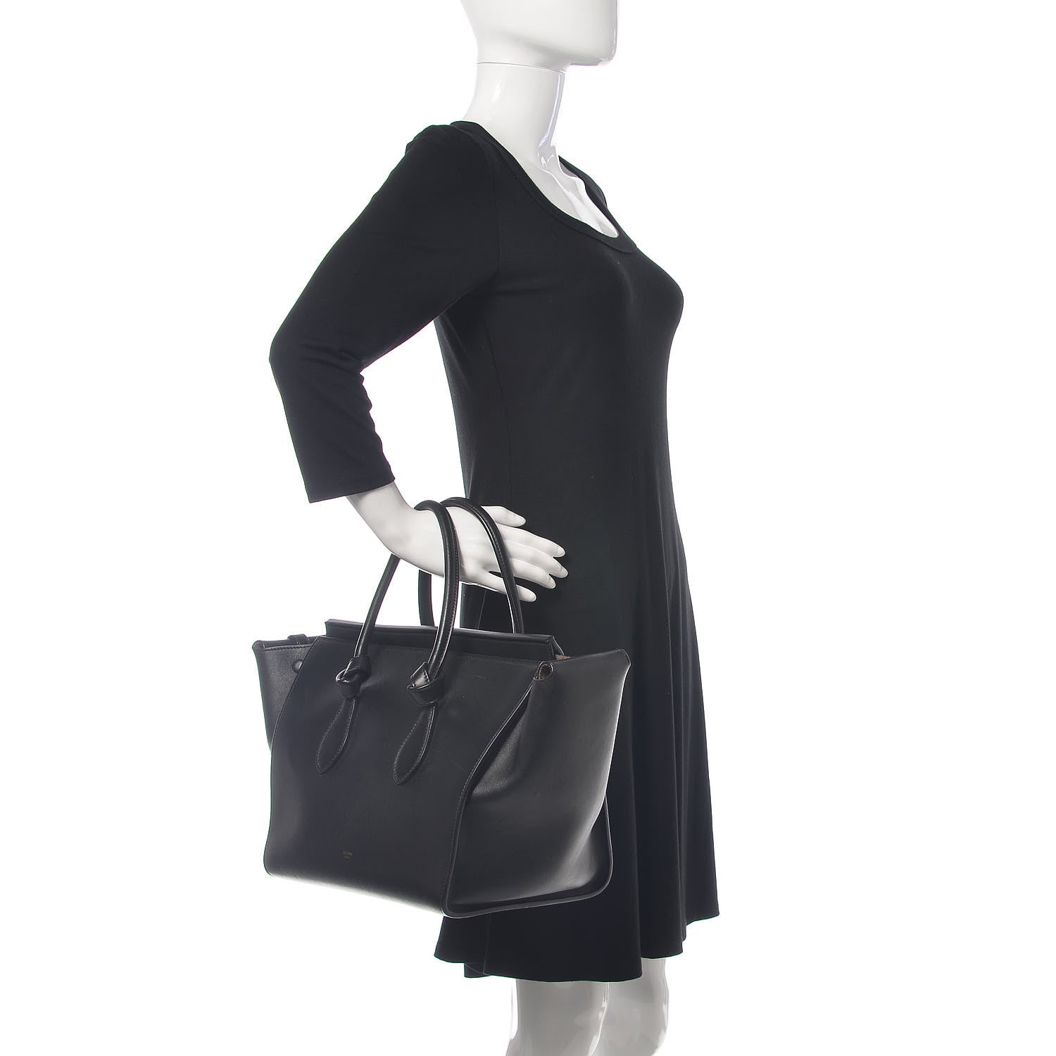 Celine Smooth Calfskin Small Tie Knot Tote Black 2 of 16