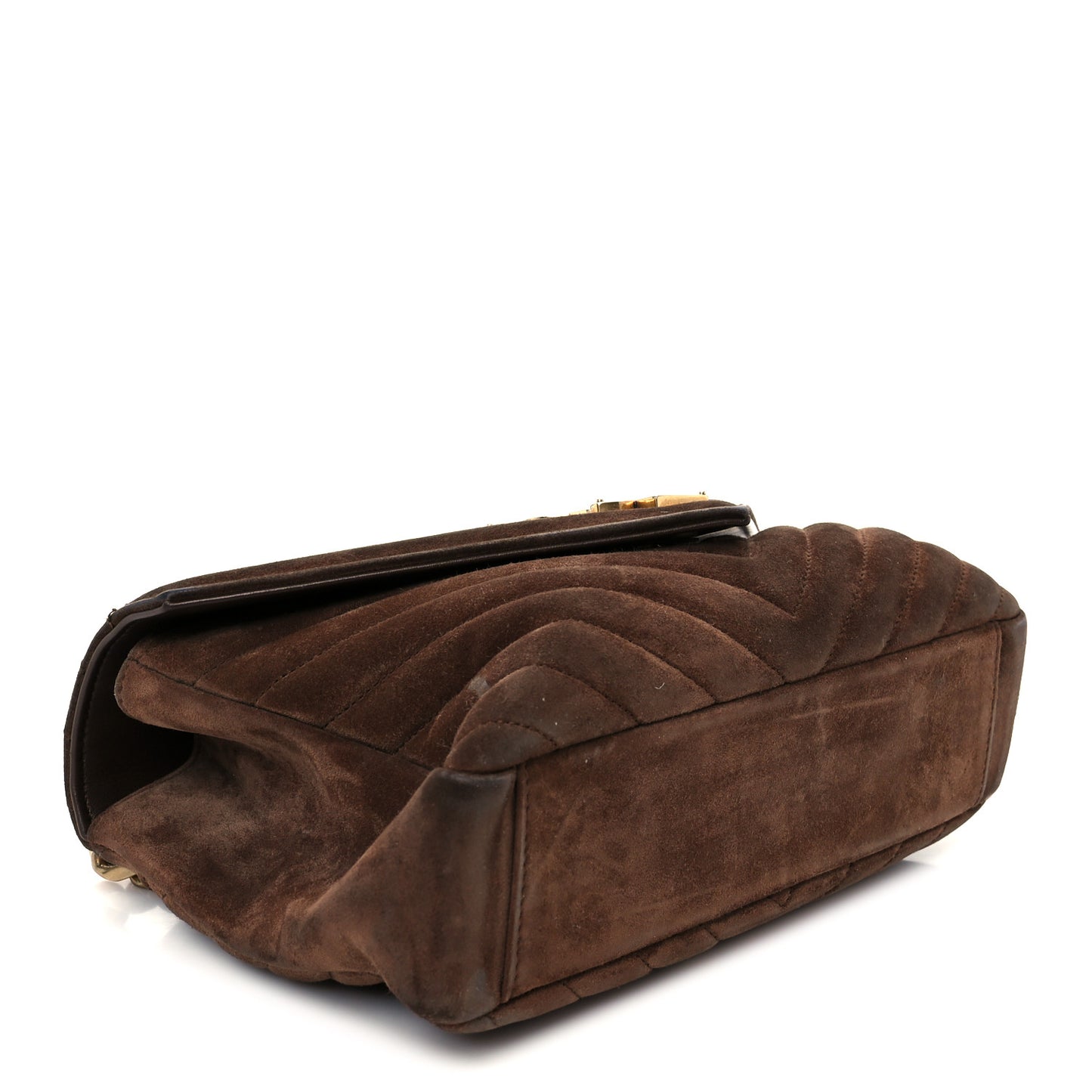 Suede Matelasse Chevron Monogram Medium College Bag Bark Brown