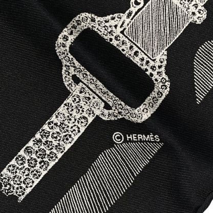 Hermes Silk Etude Pour Une Parure De Gala Scarf 90 Black White 3 of 4