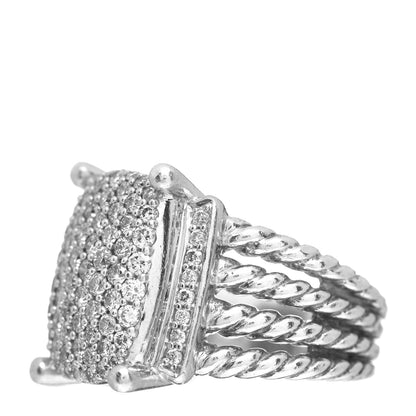 David Yurman Sterling Silver Diamond 16mm Wheaton Ring 51 5.75 3 of 6