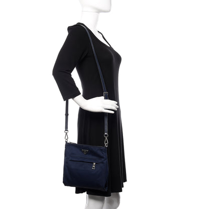 Prada Tessuto Nylon Saffiano Crossbody Bag Baltico 2 of 10