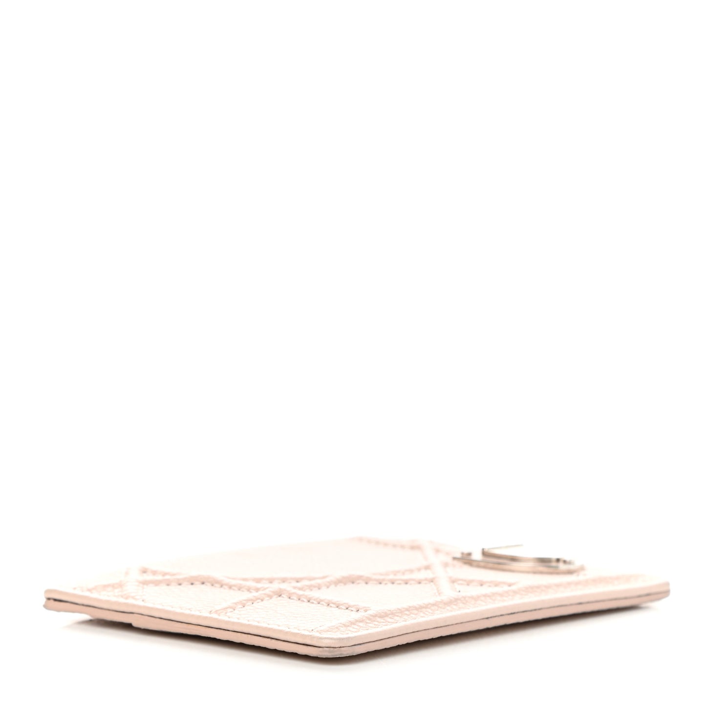 Grained Calfskin Cannage Diorama Card Holder Rose Poudre