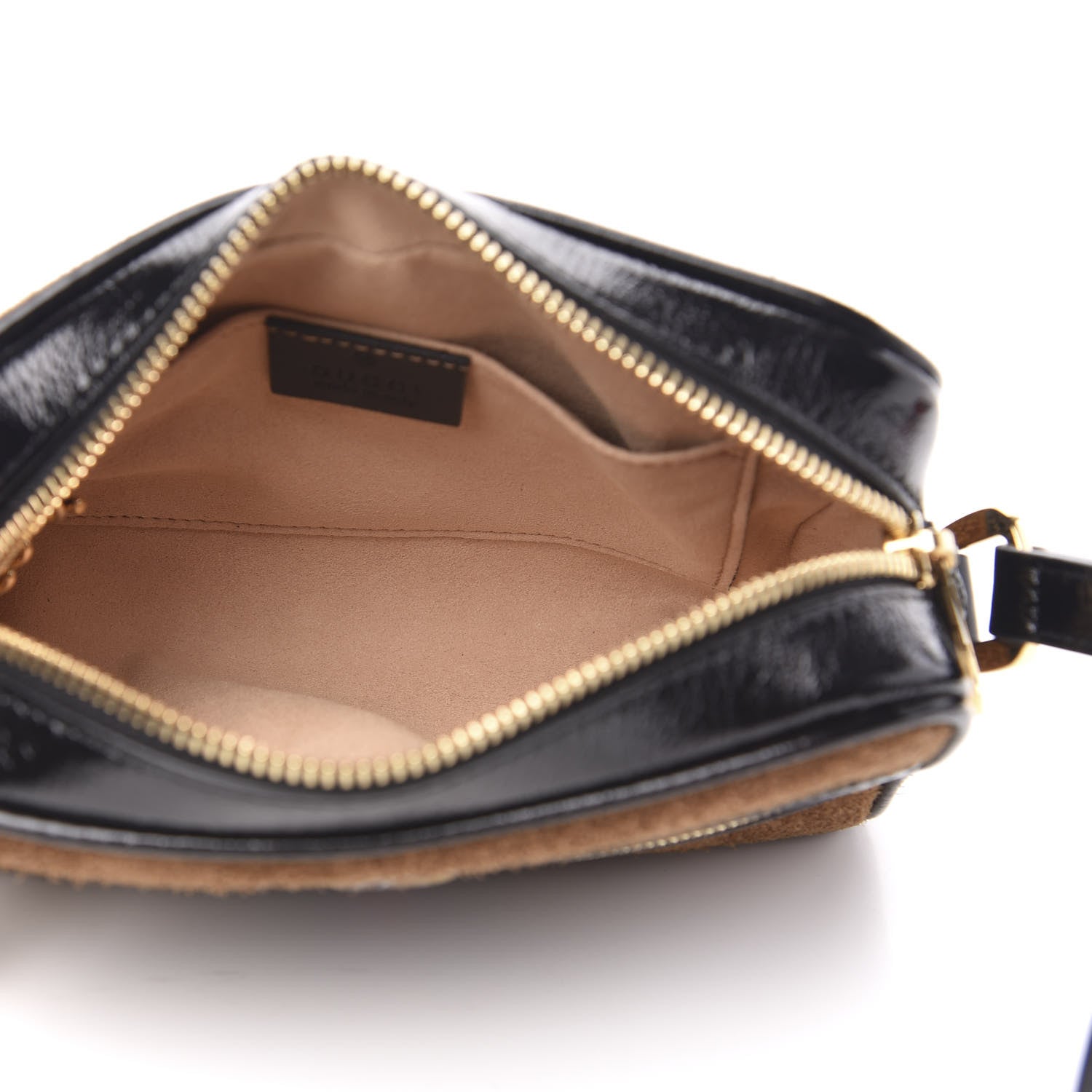Gucci Suede Patent Web Mini Ophidia Shoulder Bag Nocciola Black 5 of 9
