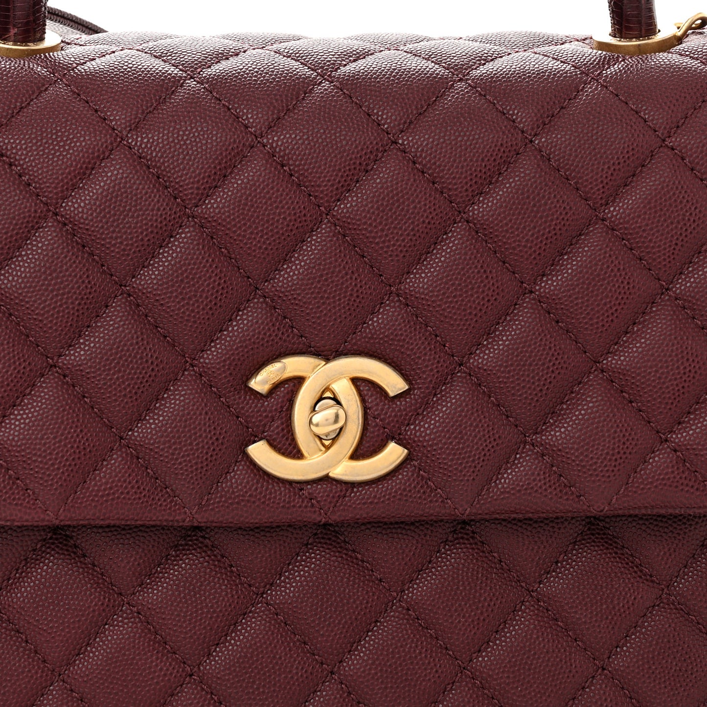 Caviar Quilted Medium Coco Handle Flap Burgundy