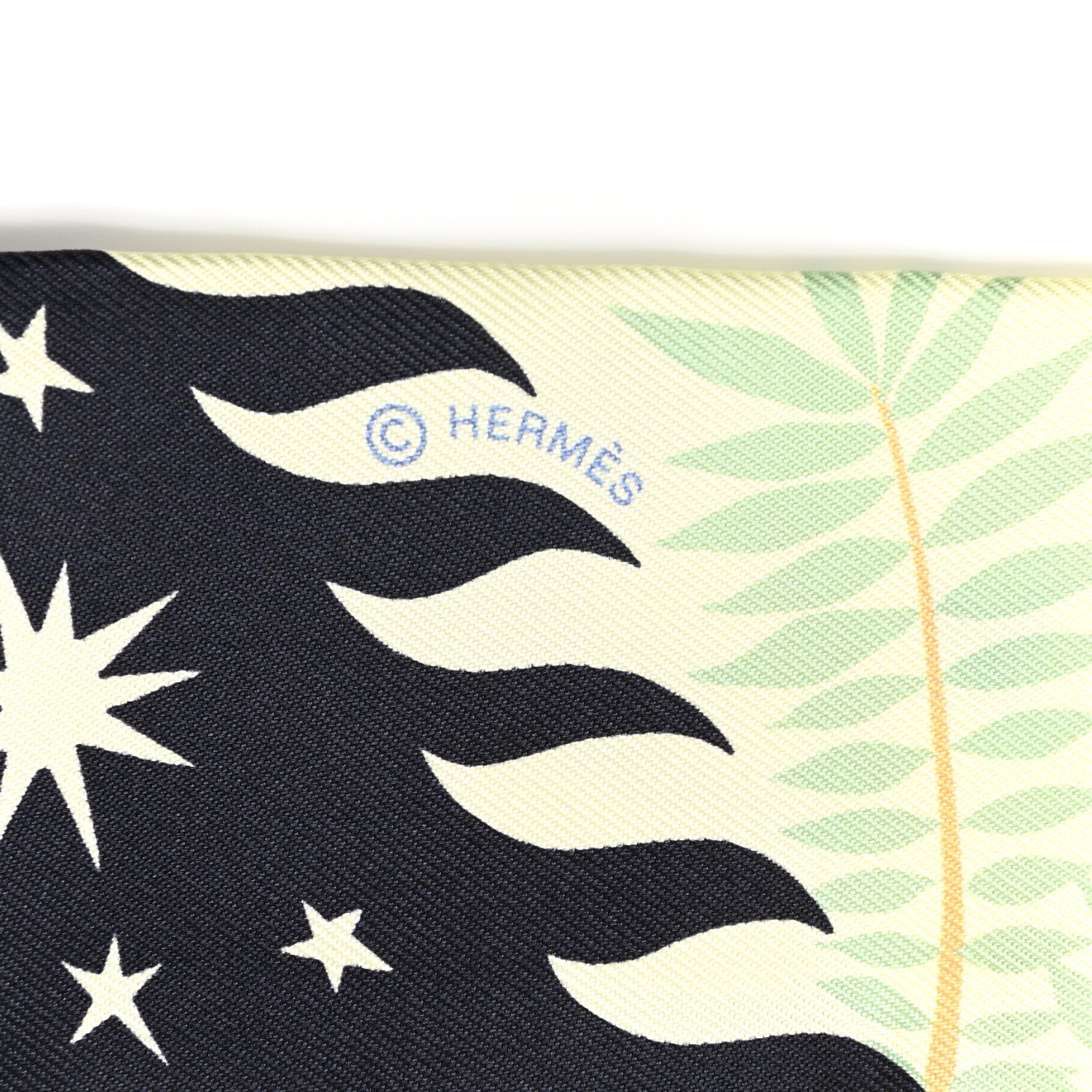 Hermes Silk Sous Le Charme D Orphee Twilly Bleu Black Jaune Soufre 3 of 4