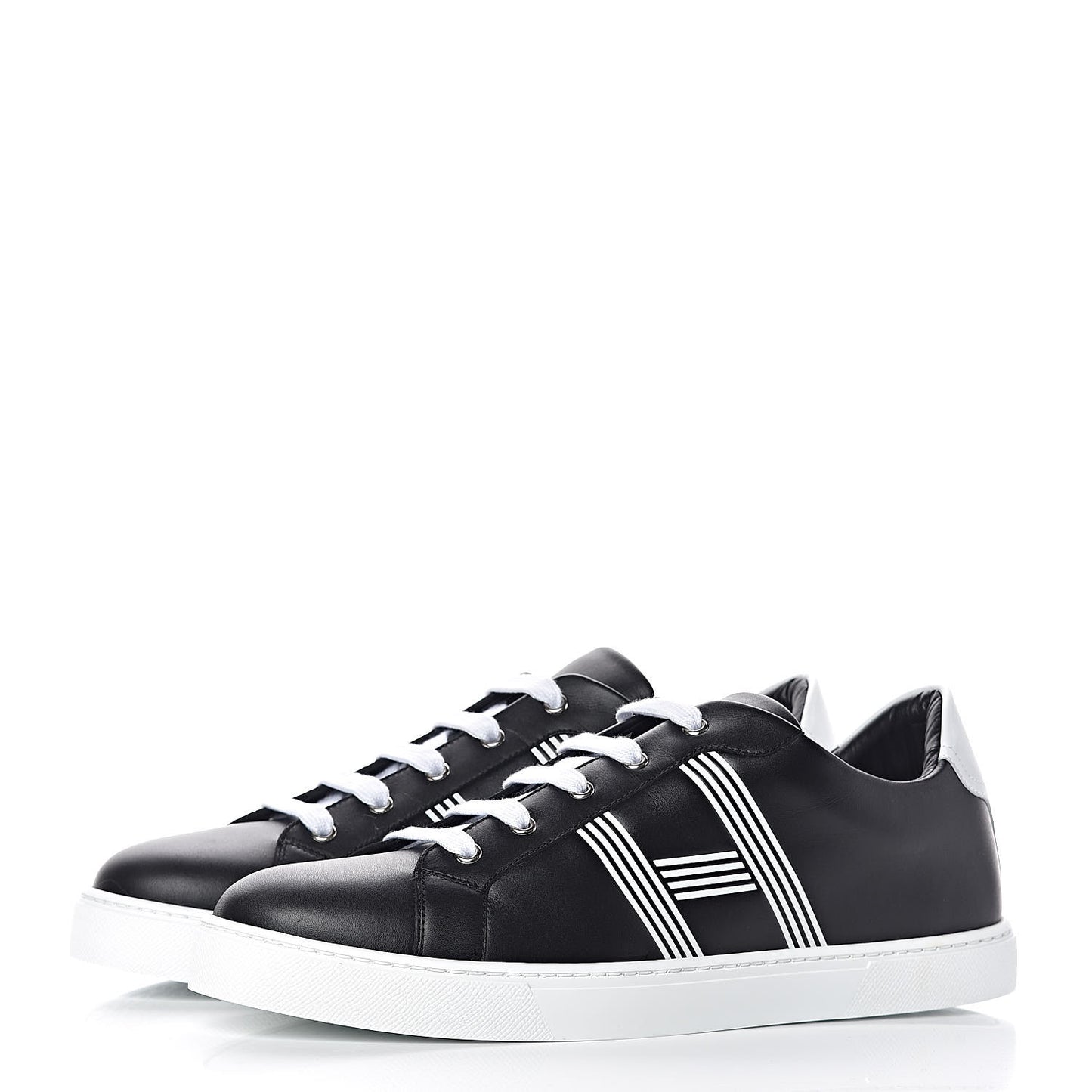 Calfskin Mens Advantage Sneakers 44 Black White