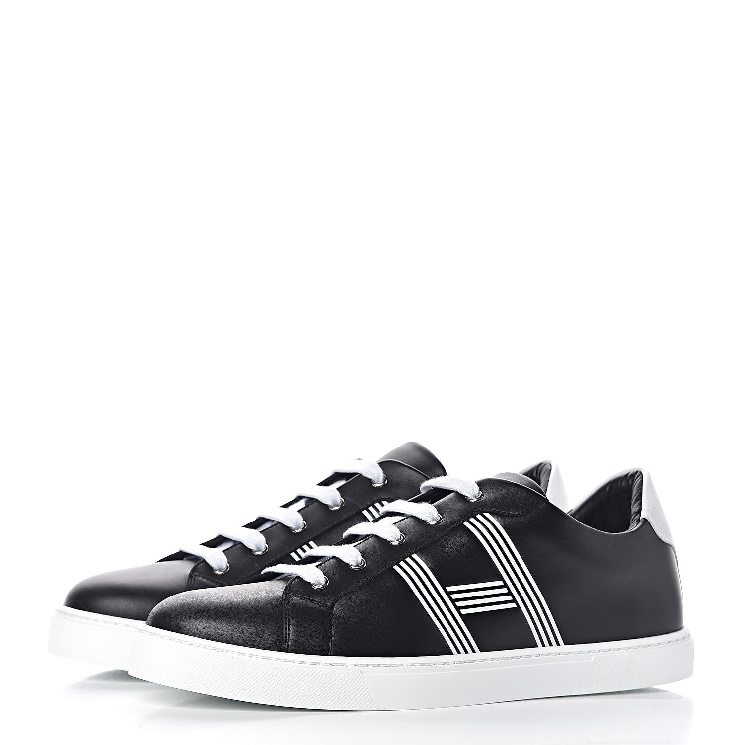 Hermes Calfskin Mens Advantage Sneakers 44 Black White 3 of 7