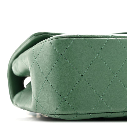 Chanel Lambskin Quilted Mini Rectangular Flap Dark Green 9 of 10