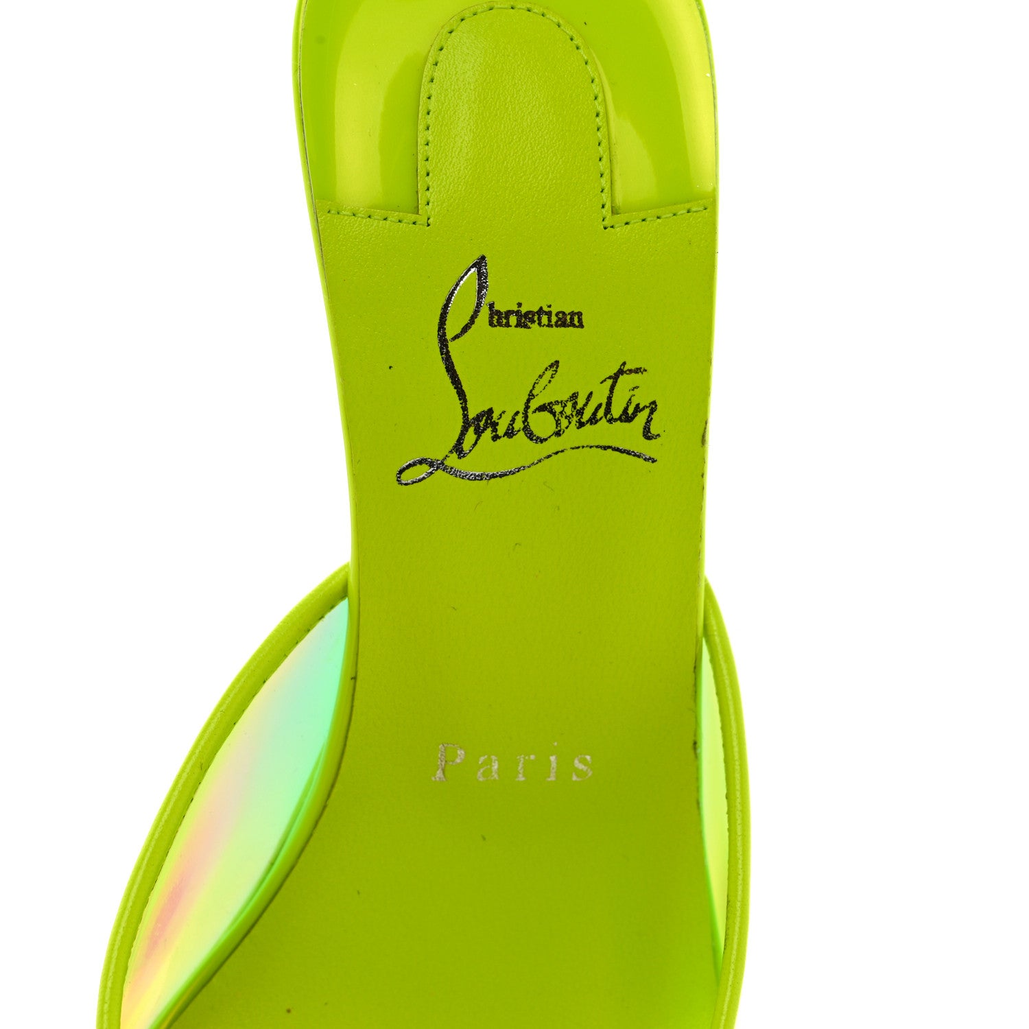 Christian Louboutin PVC Just Arch 100 Slide Sandals 37.5 Neon Yellow 7 of 9