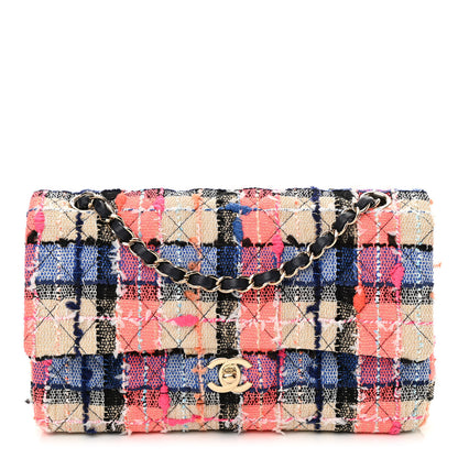 Chanel Tweed Quilted Medium Double Flap Blue Orange Yellow 1 of 9