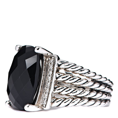 David Yurman Sterling Silver Diamond Black Onyx 16mm Wheaton Ring 54 6.75 2 of 4
