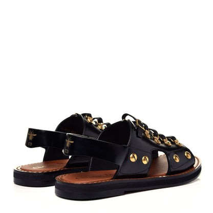 Christian Dior Calfskin D-Trap Flat Sandals 35.5 Black 4 of 12